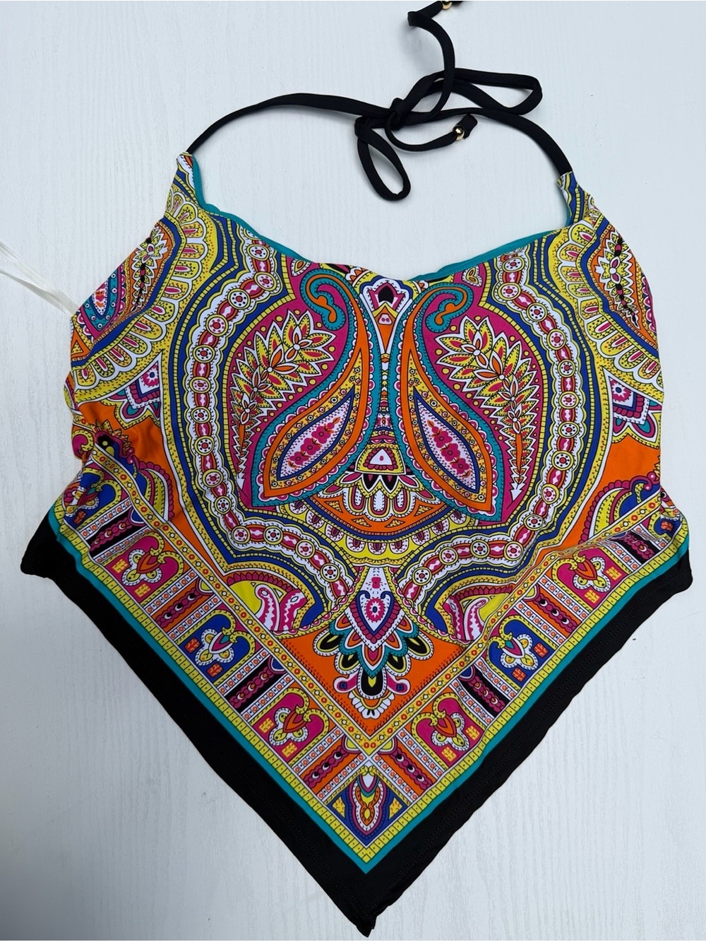 Trina Turk Swim & Spa Scarf Print Handkerchief Tankini Top Sz 10 NWT Boho